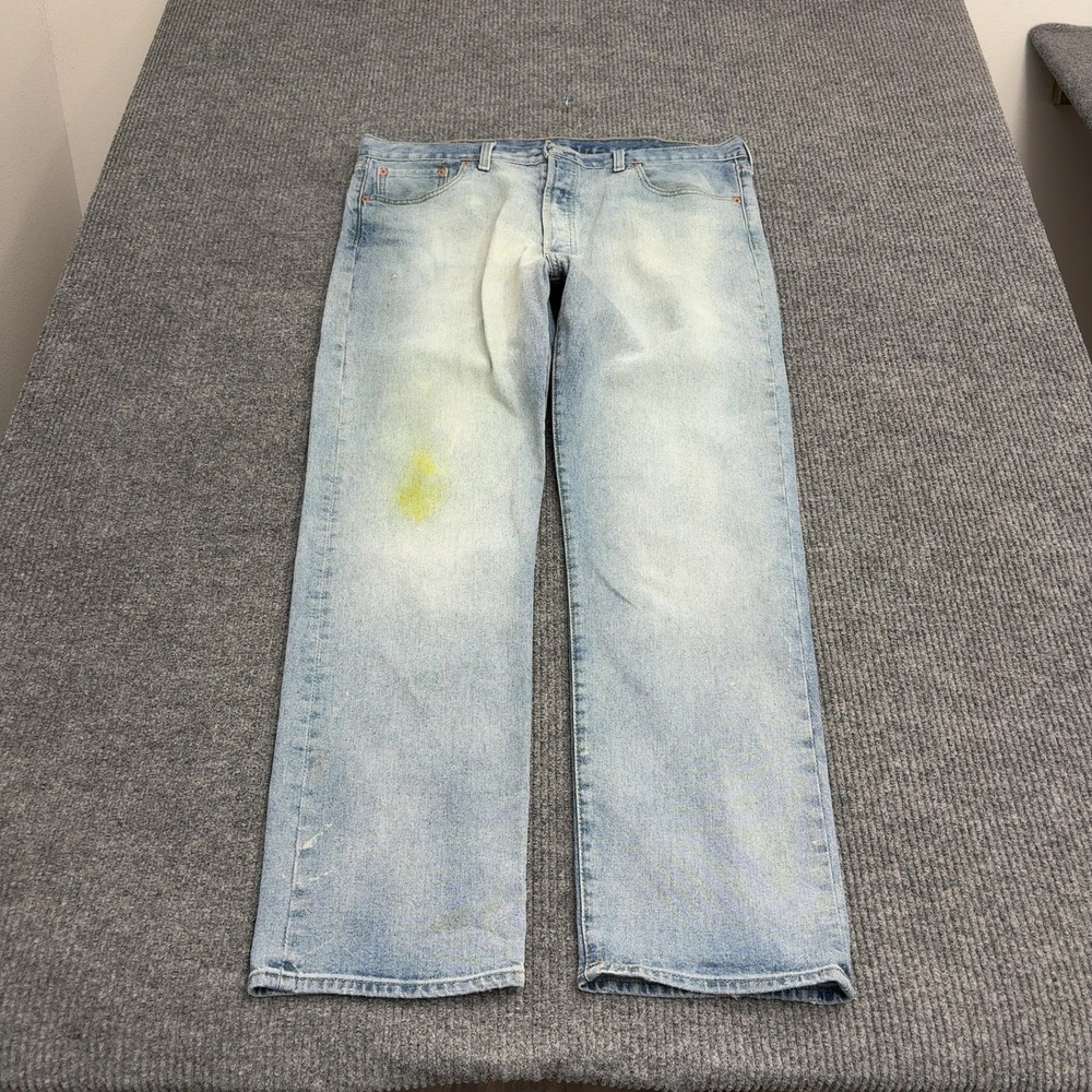 Levis 501 Jeans Mens 40x32 Light Wash Cotton Denim Straight Leg Casual Street